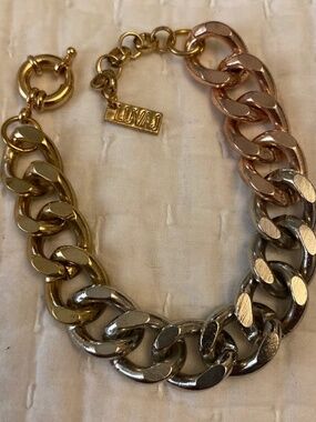 Luv AJ Tri-Tone Chunky Chain Bracelet Gold Silver Rose Gold Statement